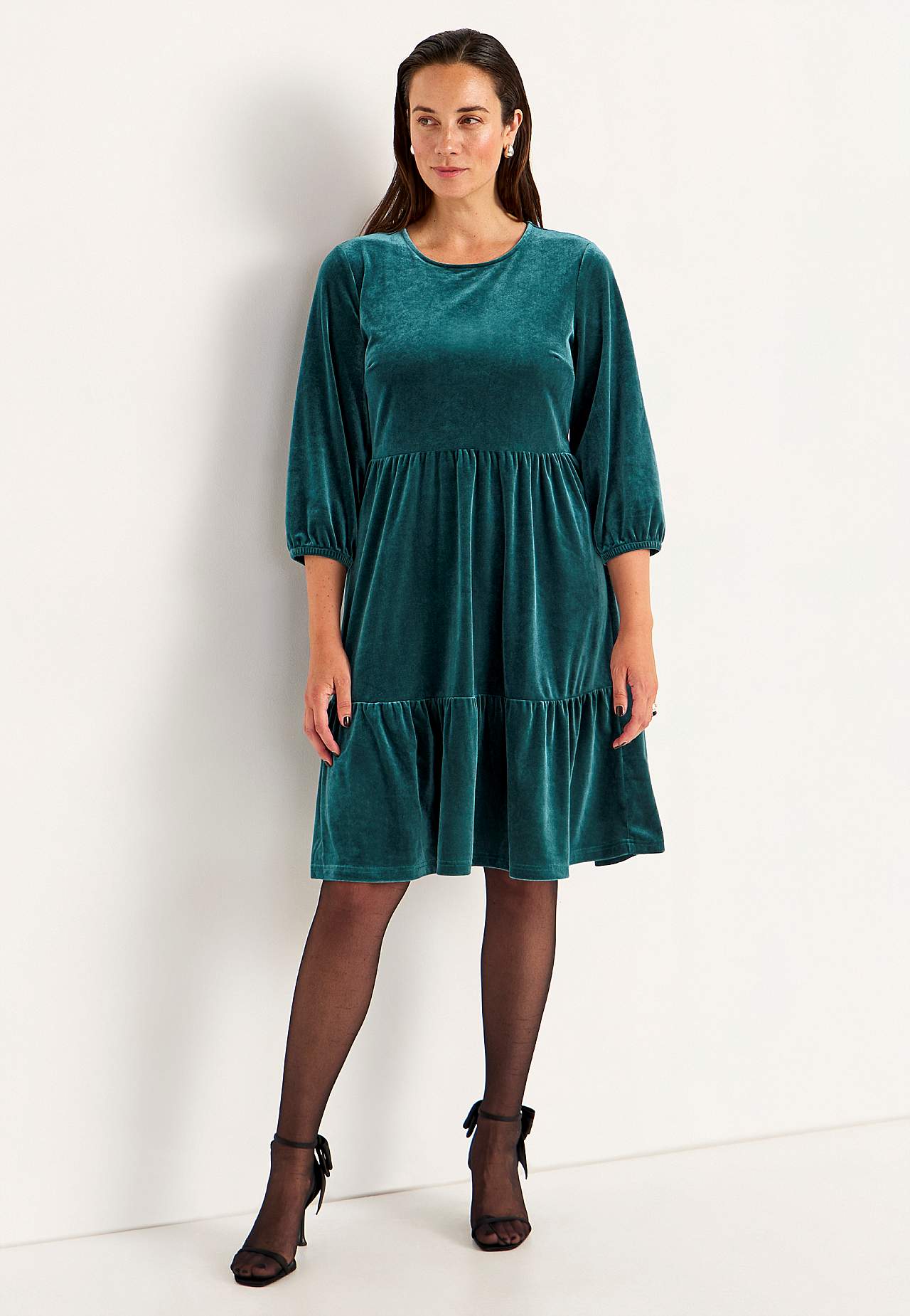 Velvet jurk met volanten