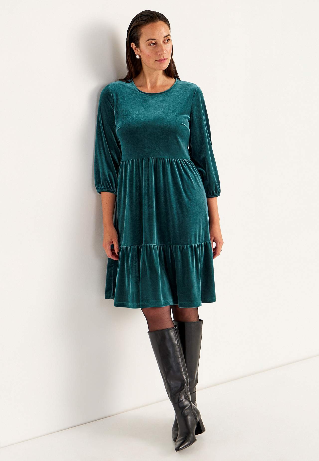 Velvet jurk met volanten