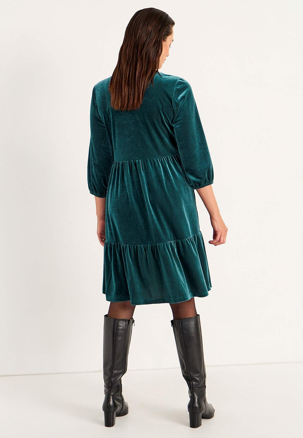 Velvet jurk met volanten