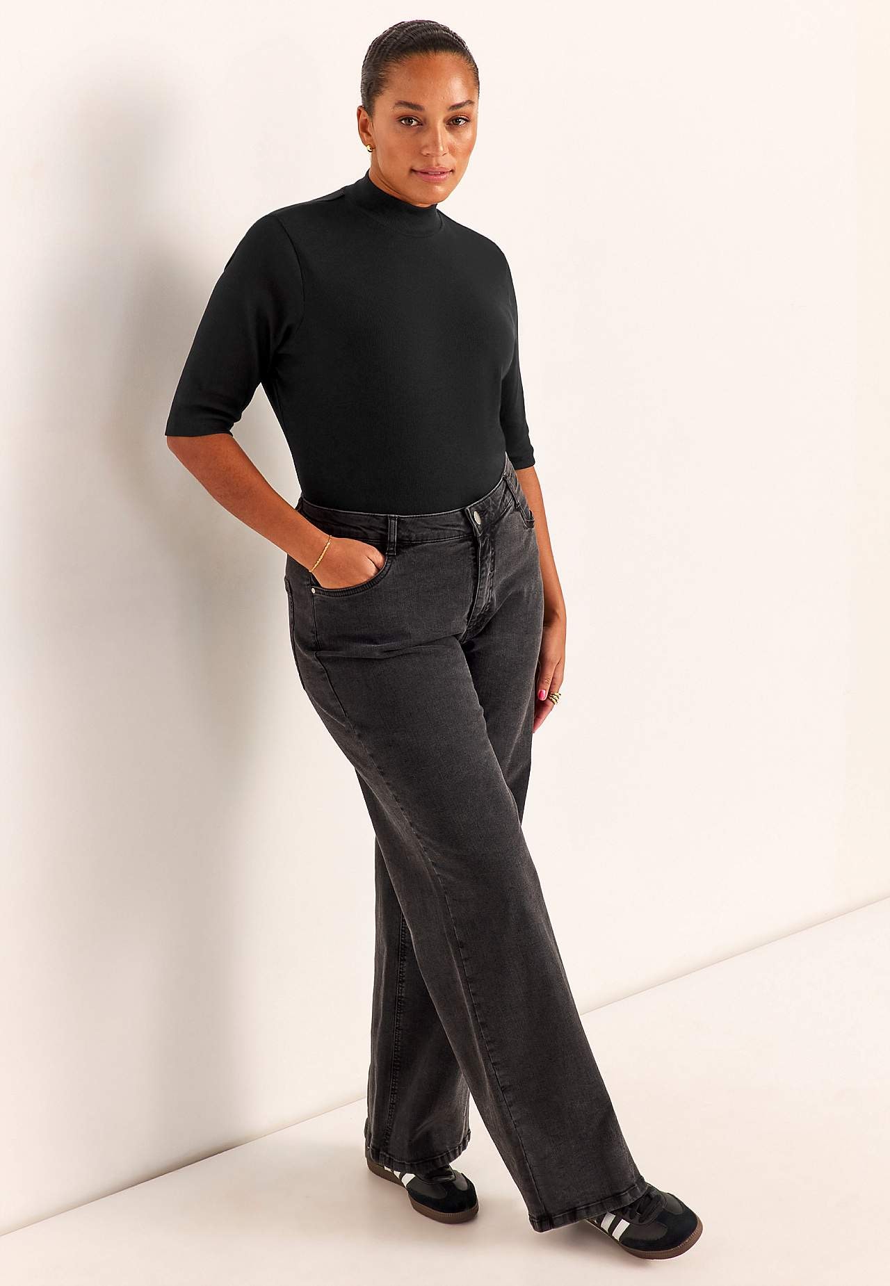 Geribbeld topje met coltrui