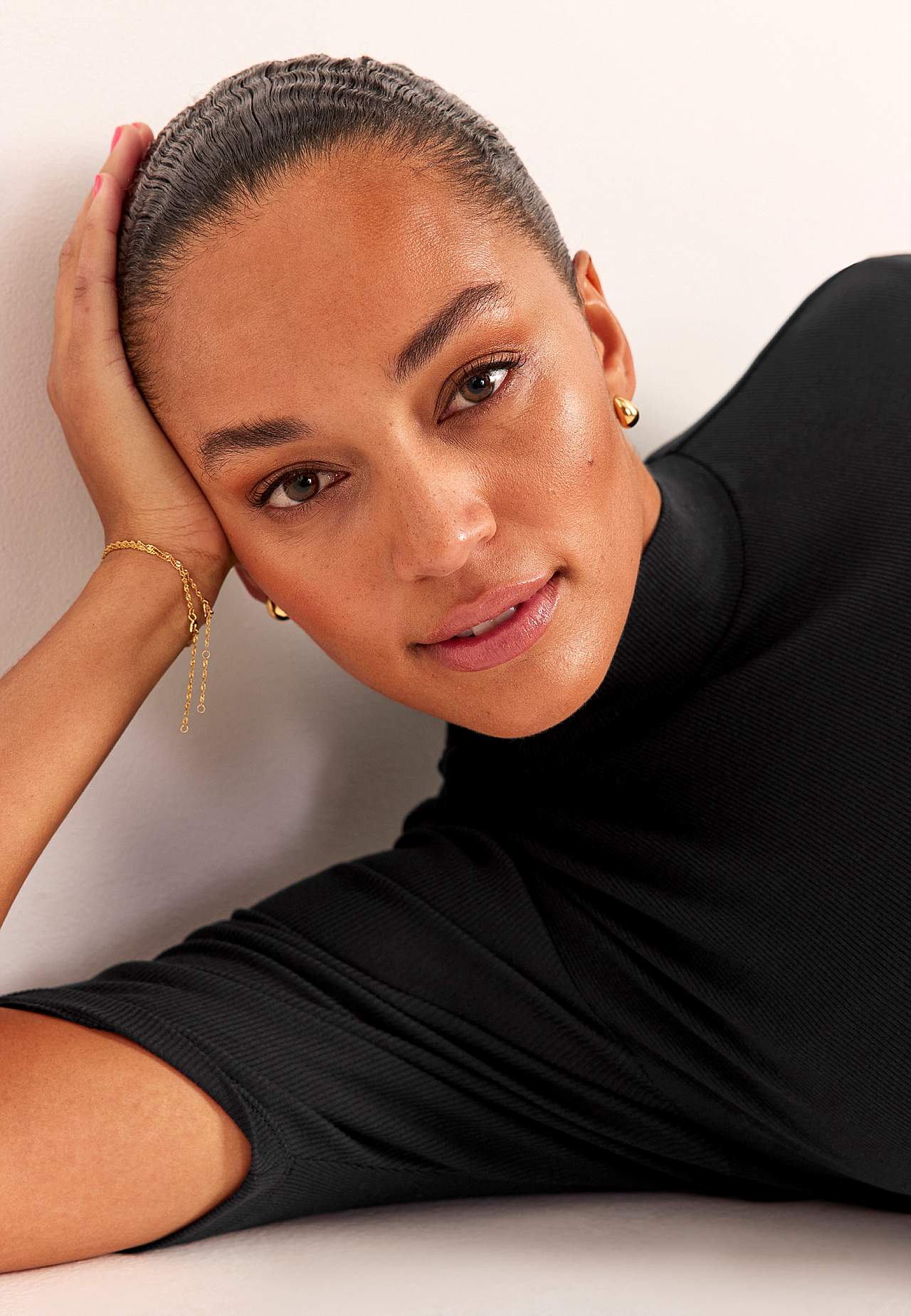 Geribbeld topje met coltrui