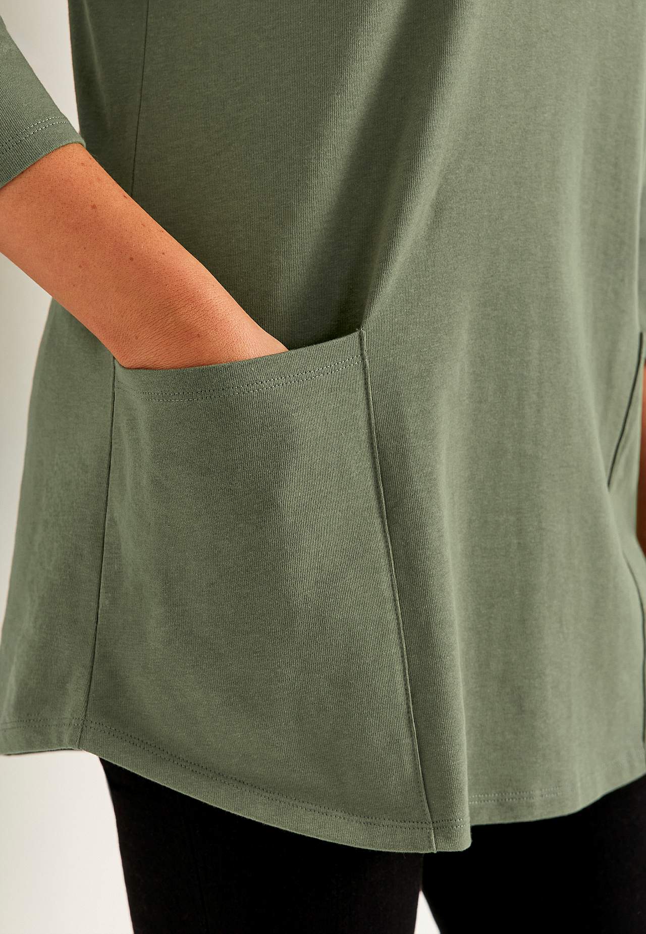 Jersey tuniek van biologisch katoen met zakken