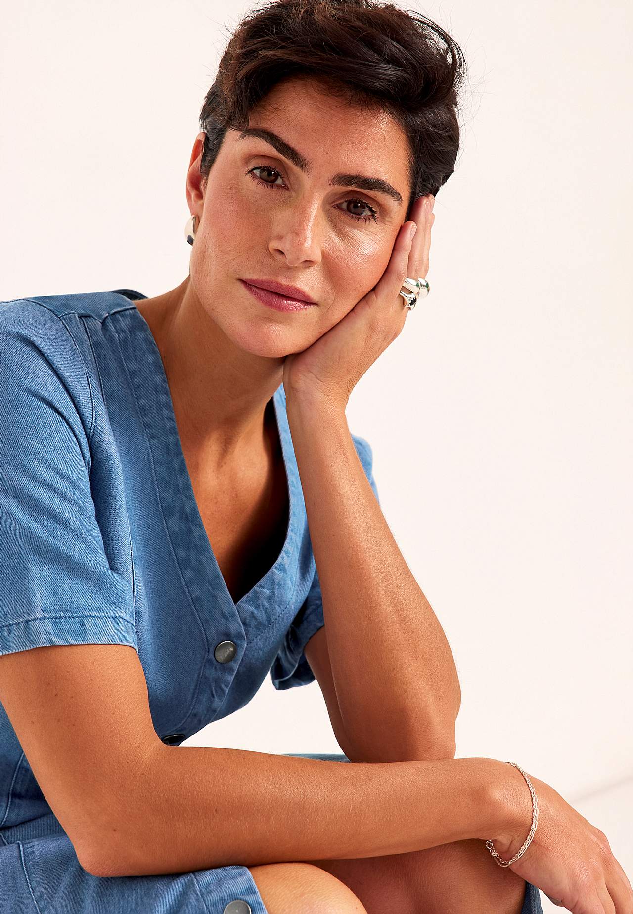 Ultra-zachte Premium denim jurk met knoppen