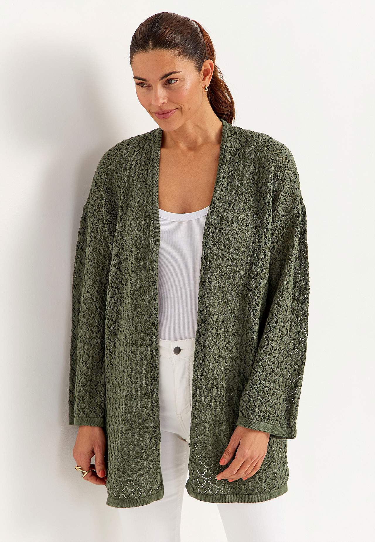 Gebreide cardigan met gatenpatroon