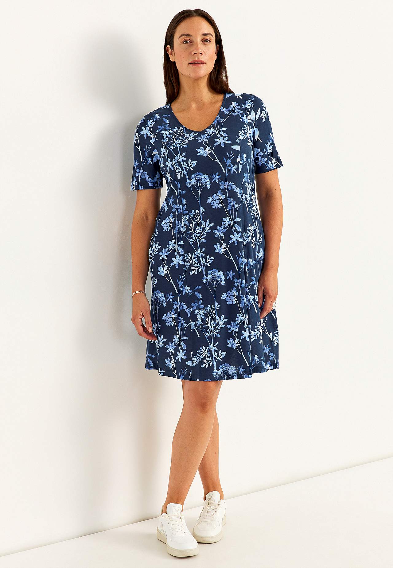 Met patroon jerseyjurk met zakken