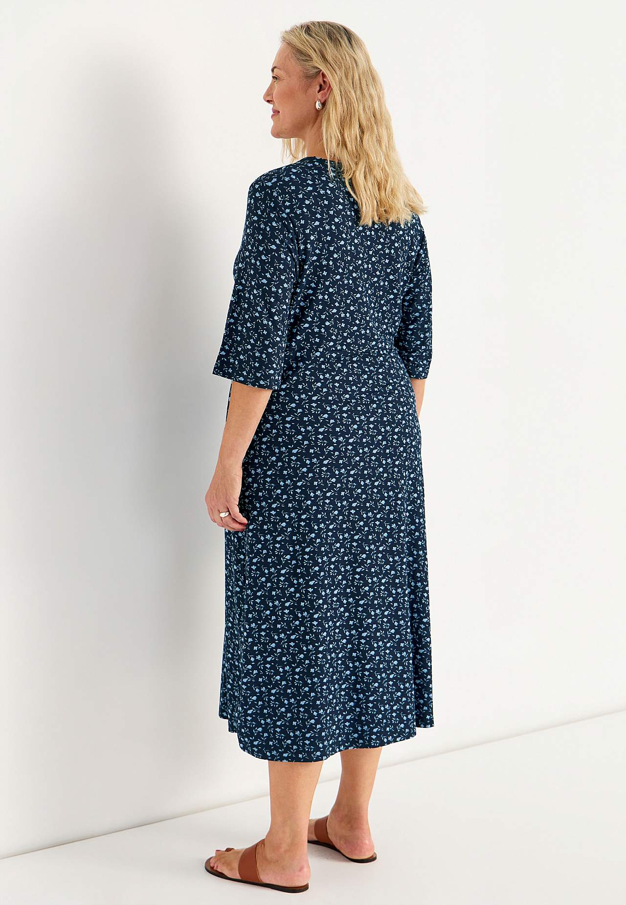 Jerseyjurk met een bloemenpatroon en zakken