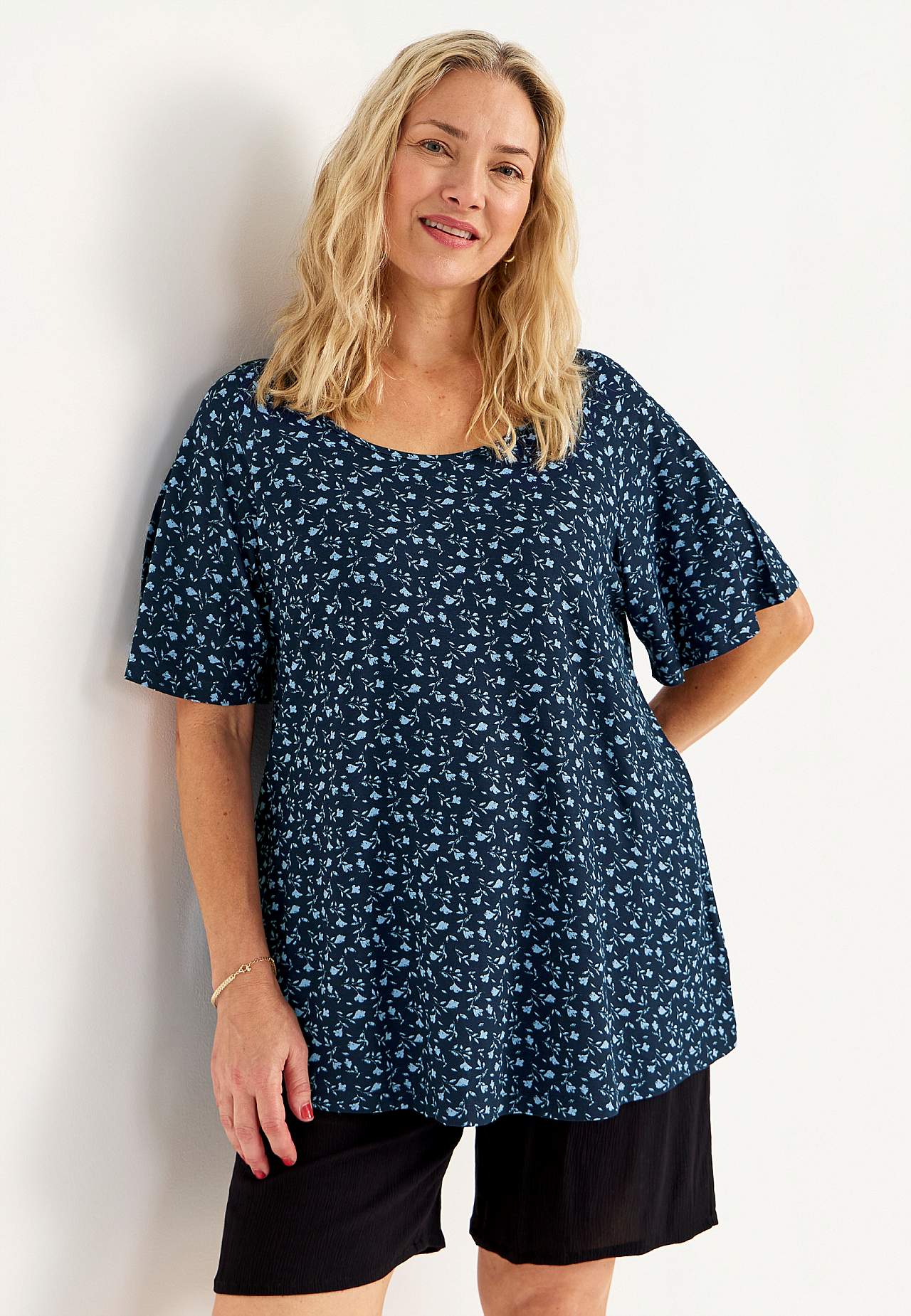 Jersey tuniek met een bloemenpatroon