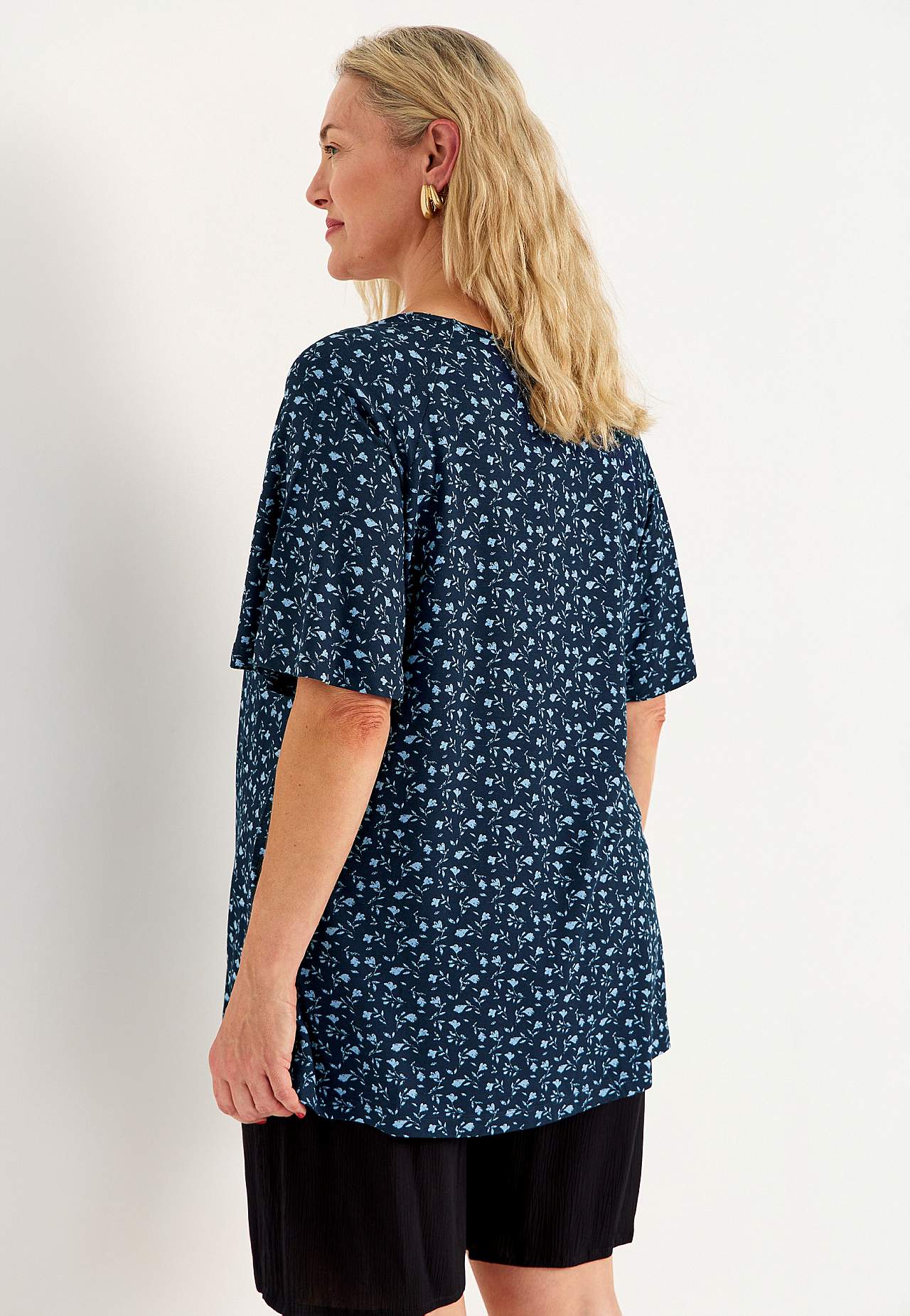 Jersey tuniek met een bloemenpatroon