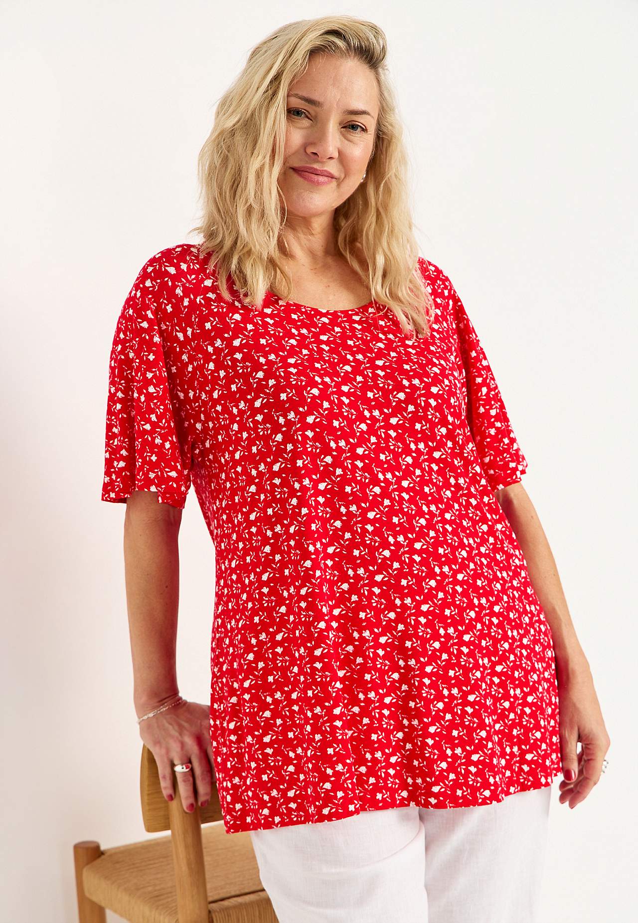 Jersey tuniek met een bloemenpatroon