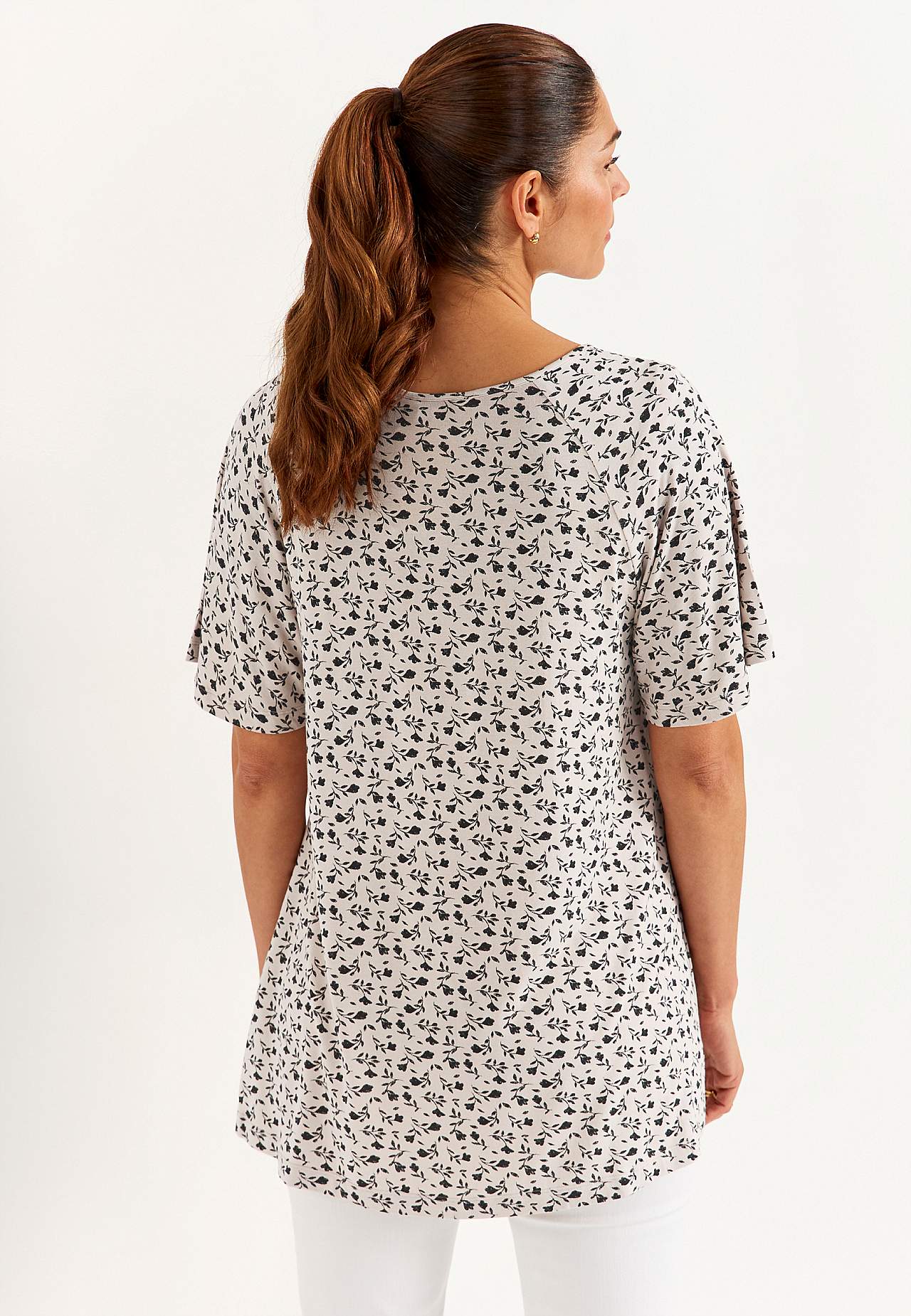 Jersey tuniek met een bloemenpatroon