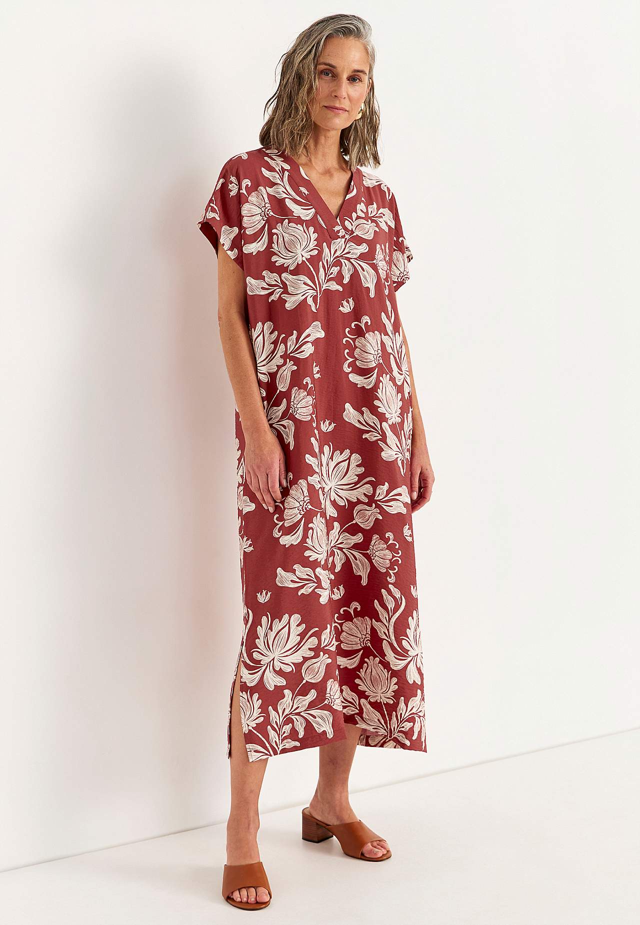 Patroonvormige jurk met zakken