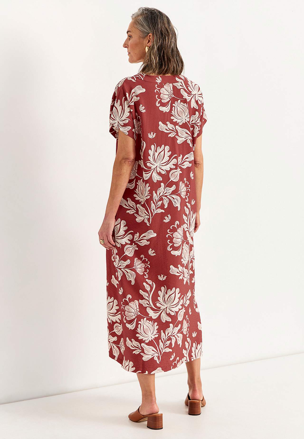 Patroonvormige jurk met zakken