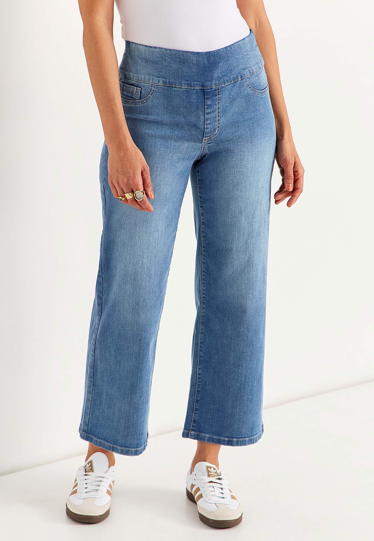 Wijde enkellange jeans met hoge taille Elisa