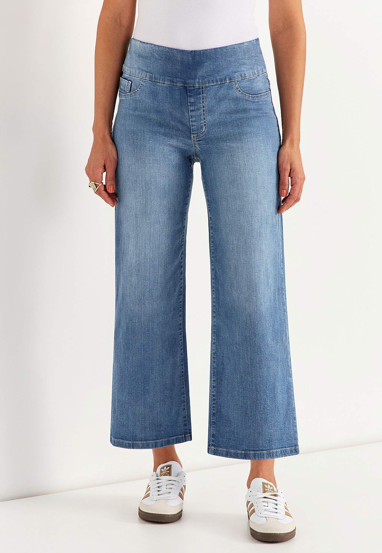 Wijde enkellange jeans met hoge taille Elisa