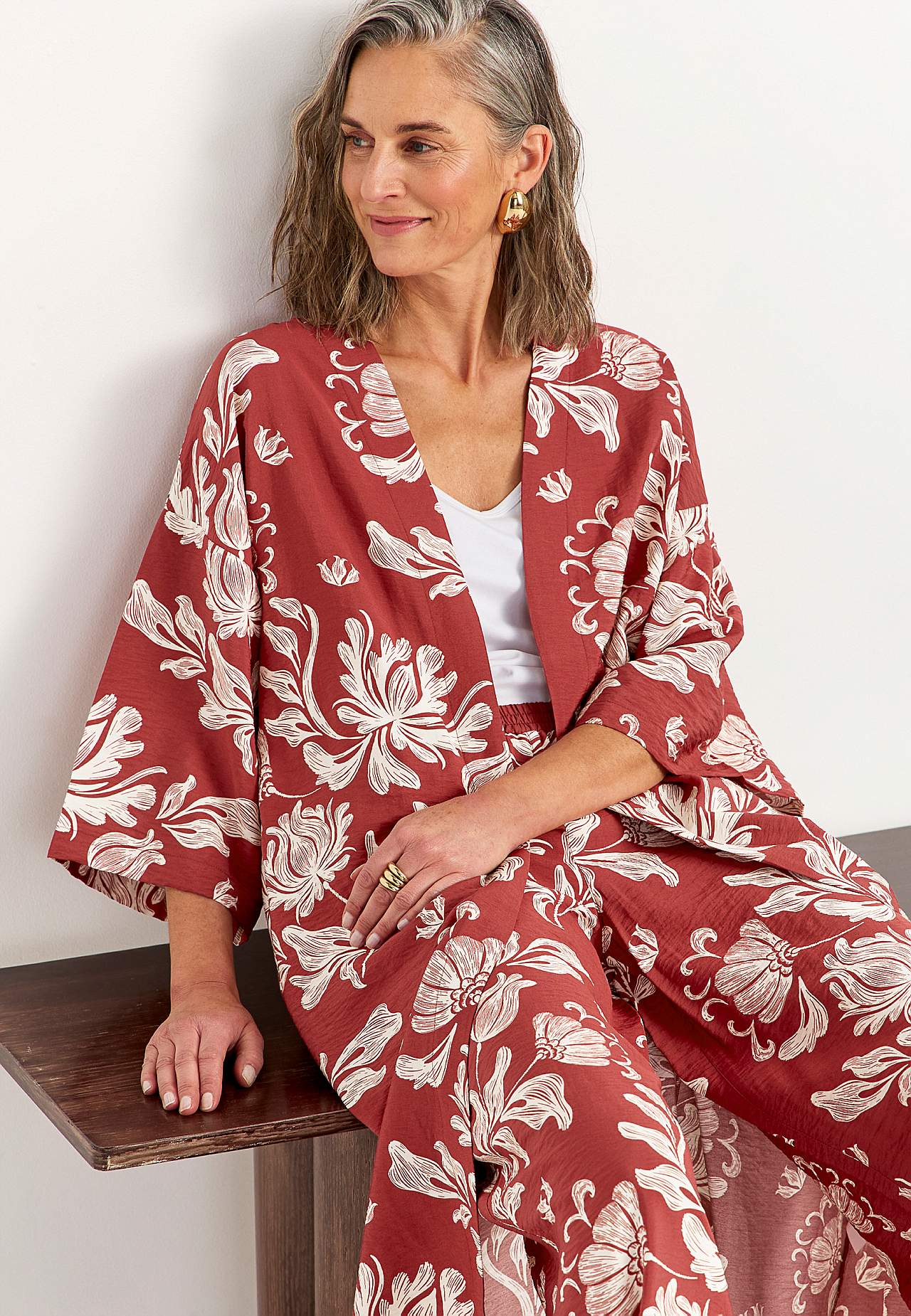 Open caftan met zakken