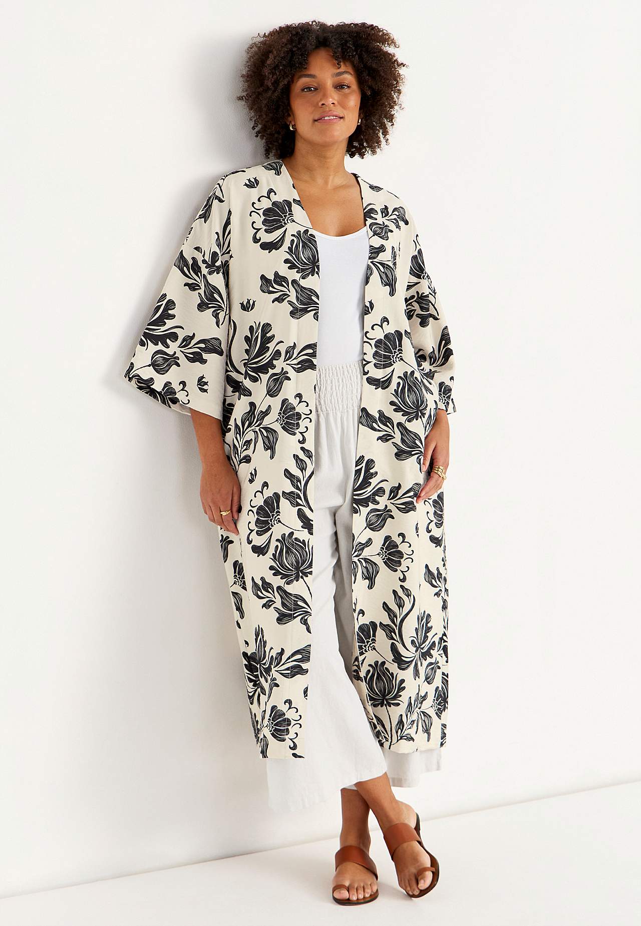Open caftan met zakken