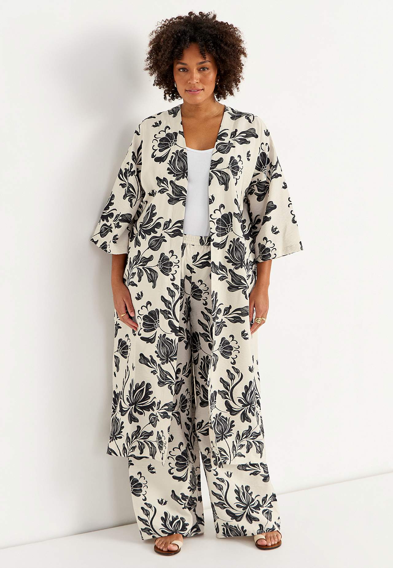 Open caftan met zakken