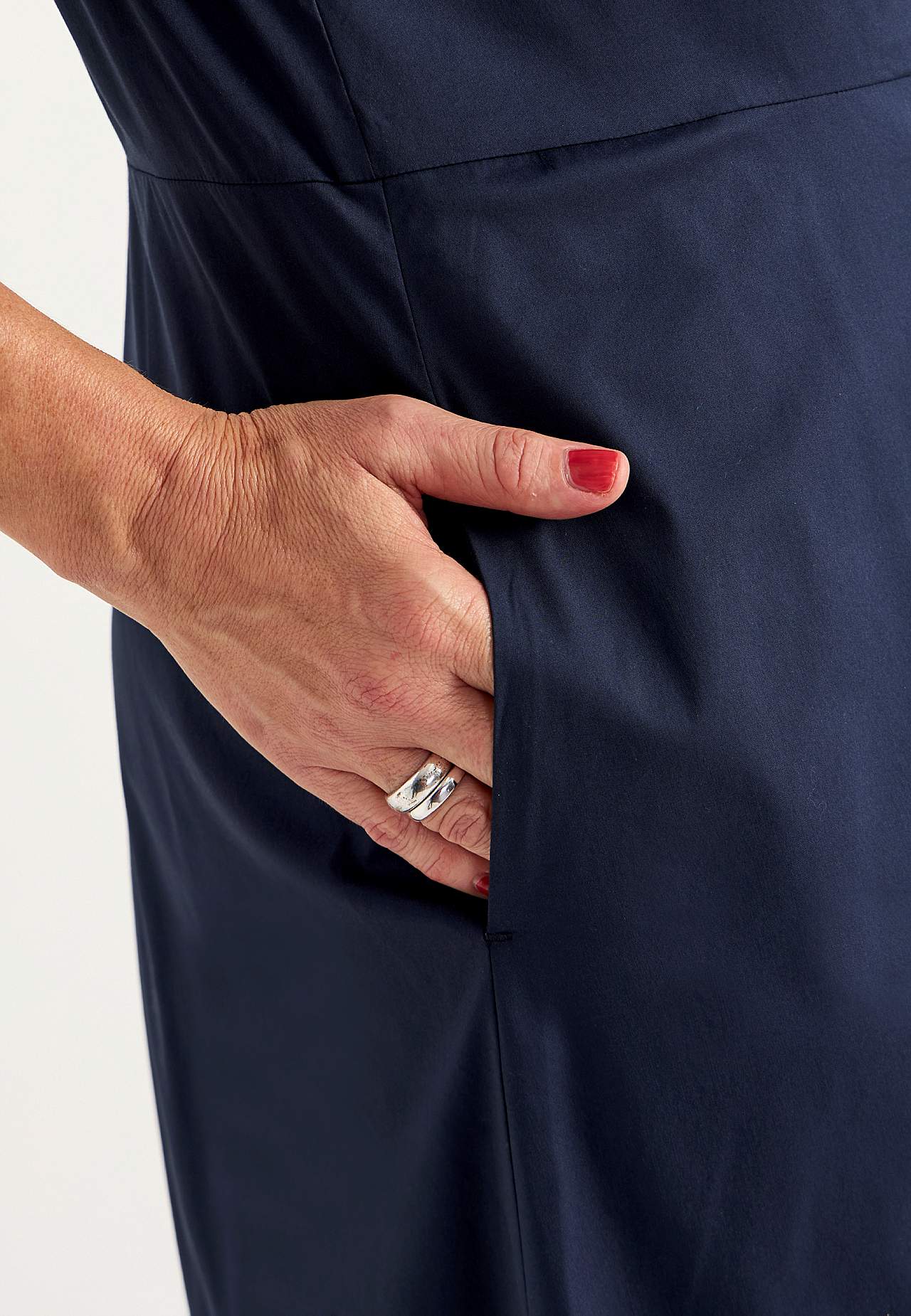 Jurk van popeline met zakken