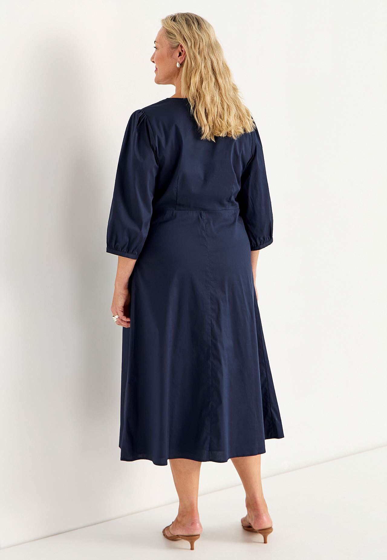 Jurk van popeline met zakken