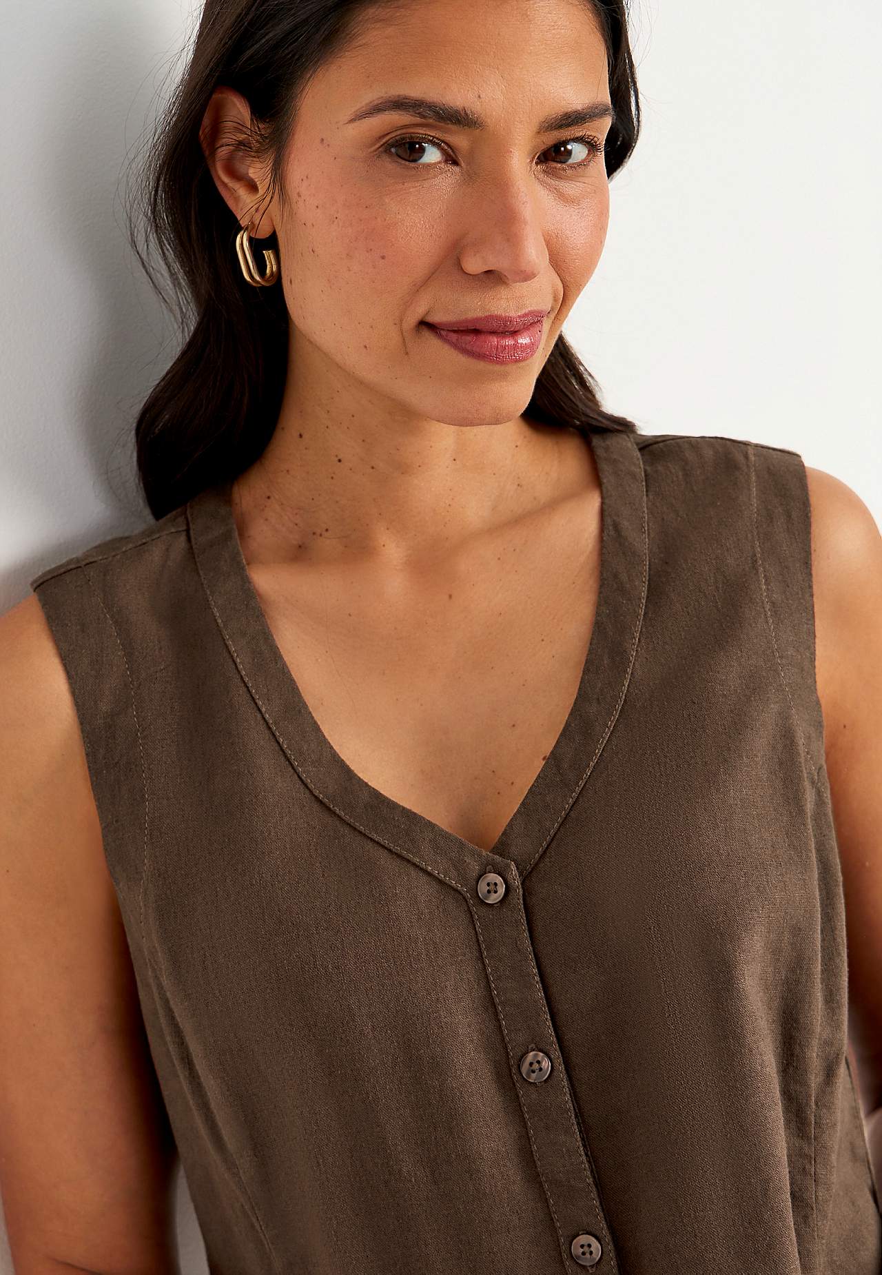 Mouwloze linnen blouse