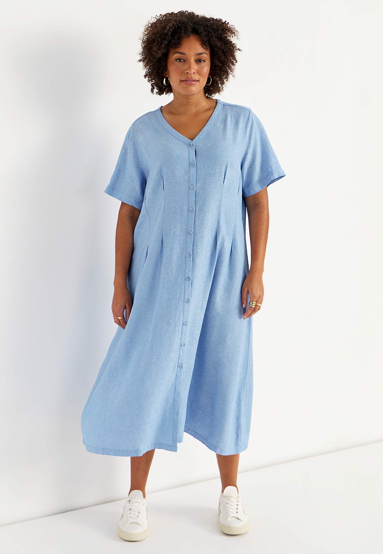 Linnen jurk met mooie breedte