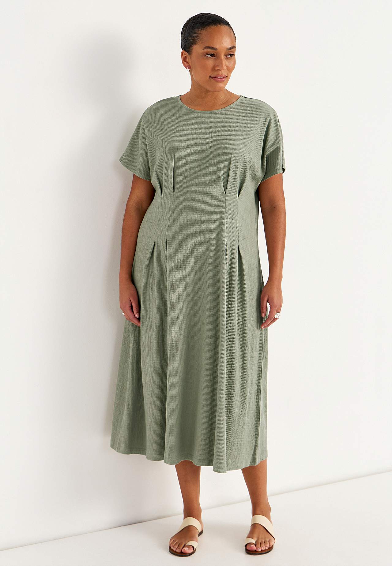 Jurk van gekreukte katoenen jersey