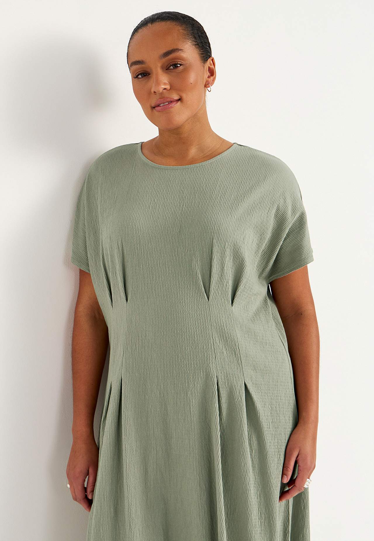 Jurk van gekreukte katoenen jersey