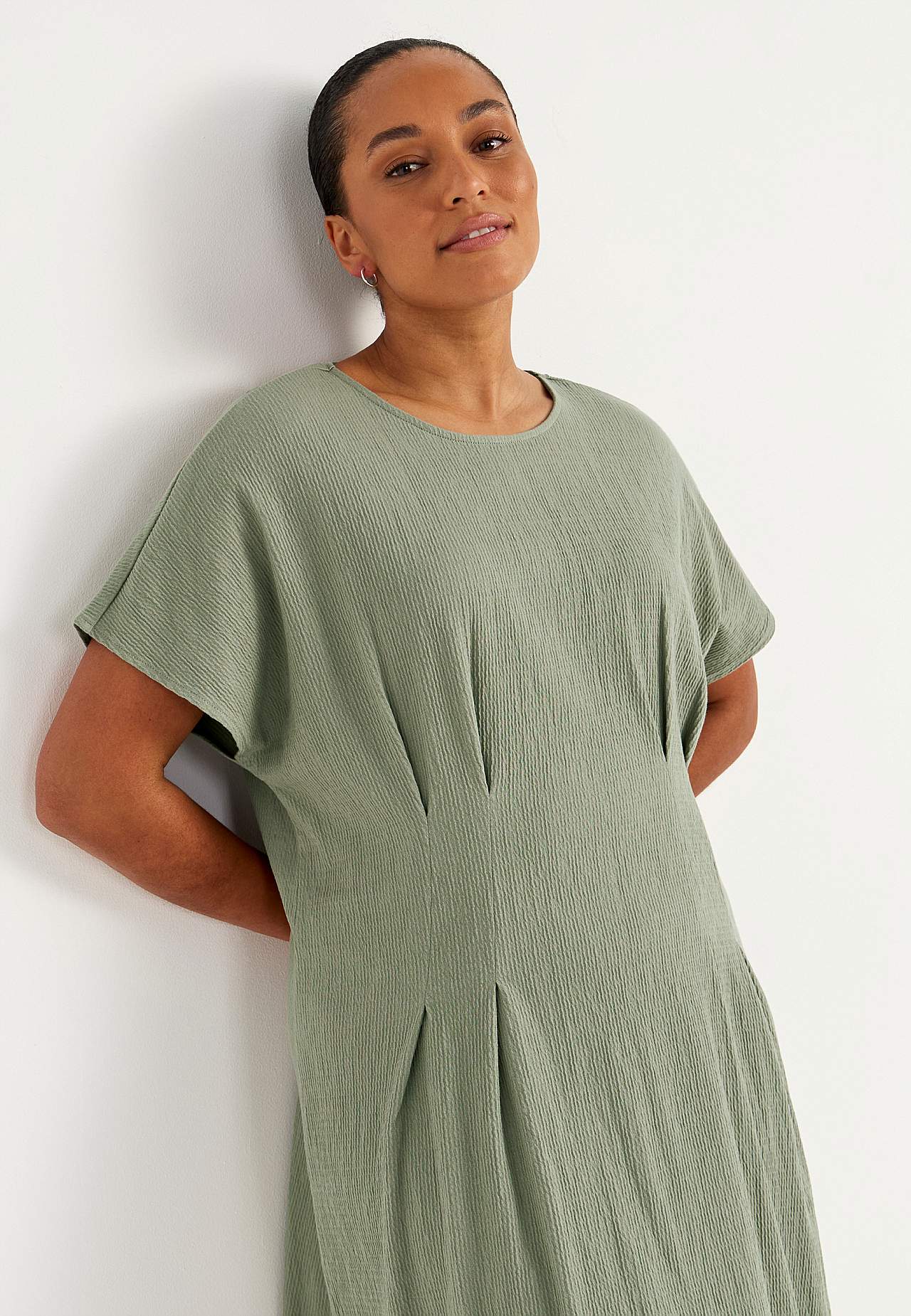 Jurk van gekreukte katoenen jersey