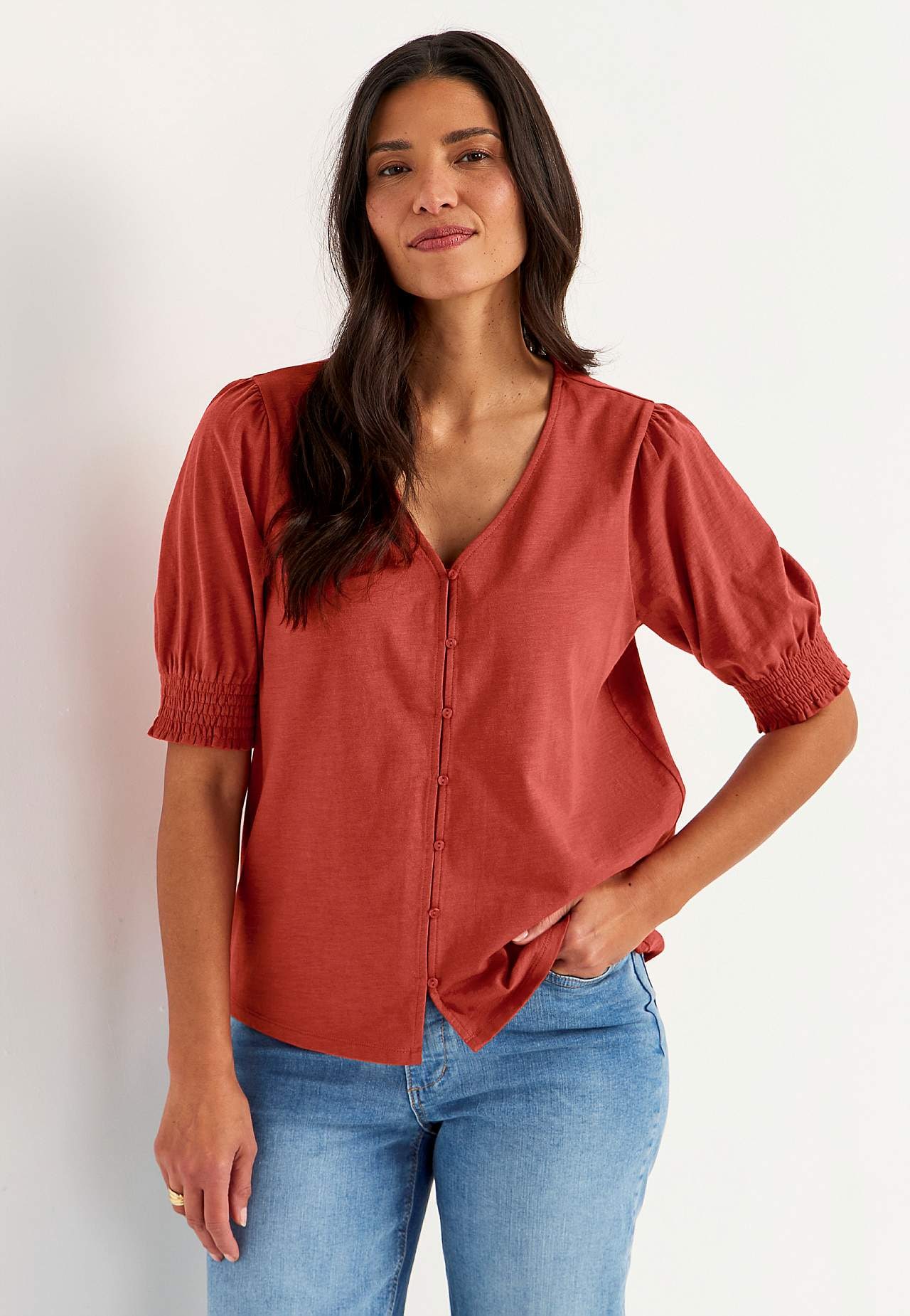 Jersey-topje met knoppen