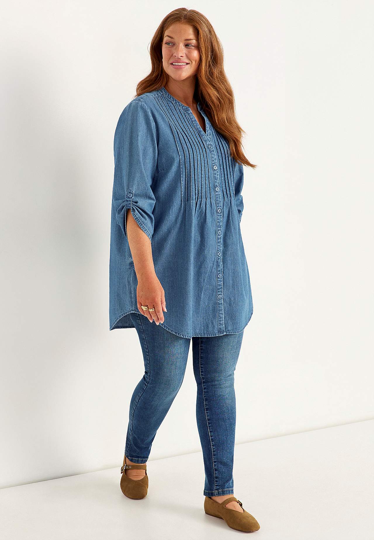 Luchtige tuniek van lichte denim met zakken