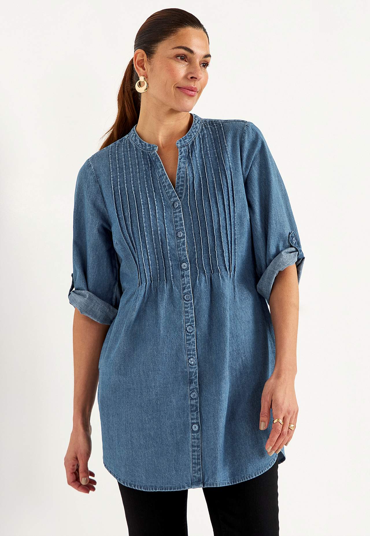 Luchtige tuniek van lichte denim met zakken