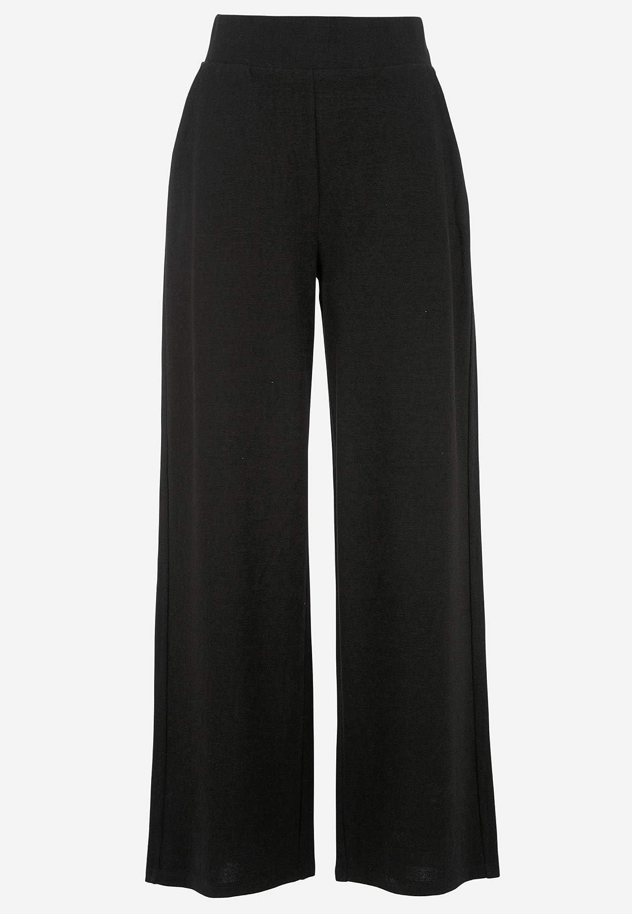 Wijde jersey broek met zakken