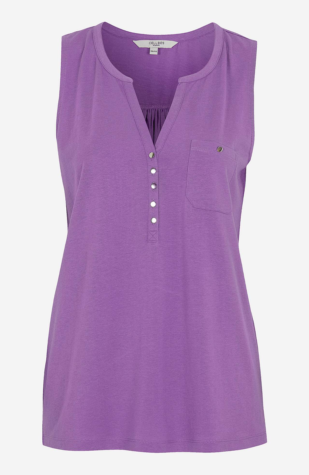 Mouwloos jersey-topje met metalen knoppen
