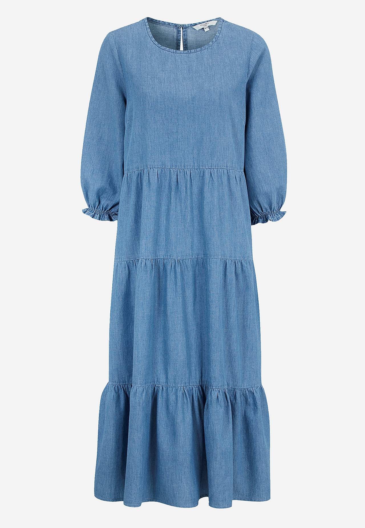 Denim jurk met ruches