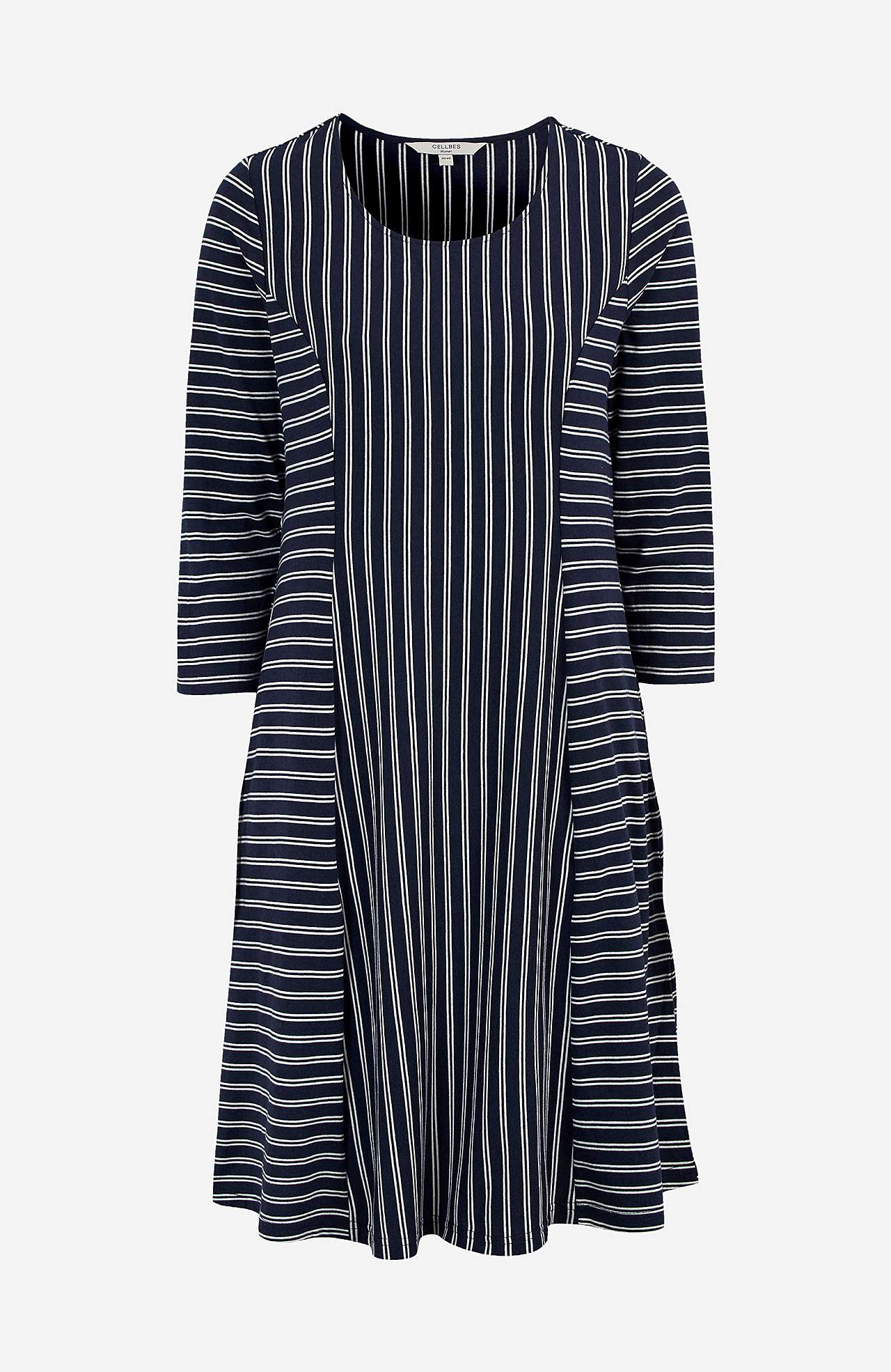 Patroonvormige jerseyjurk met zijzakken