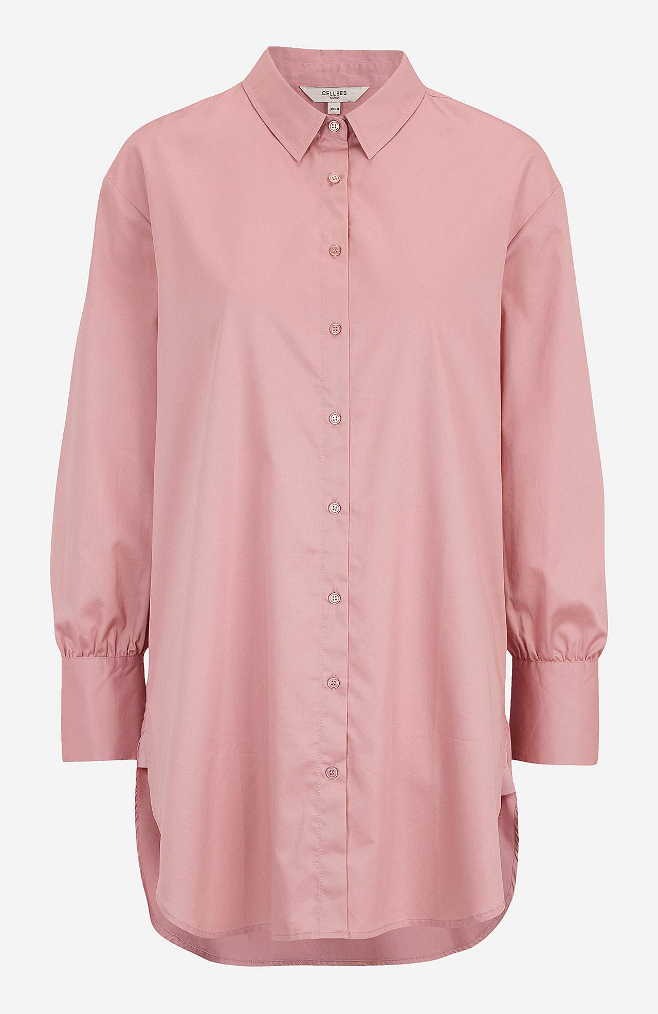 Lang shirt van katoensatijn
