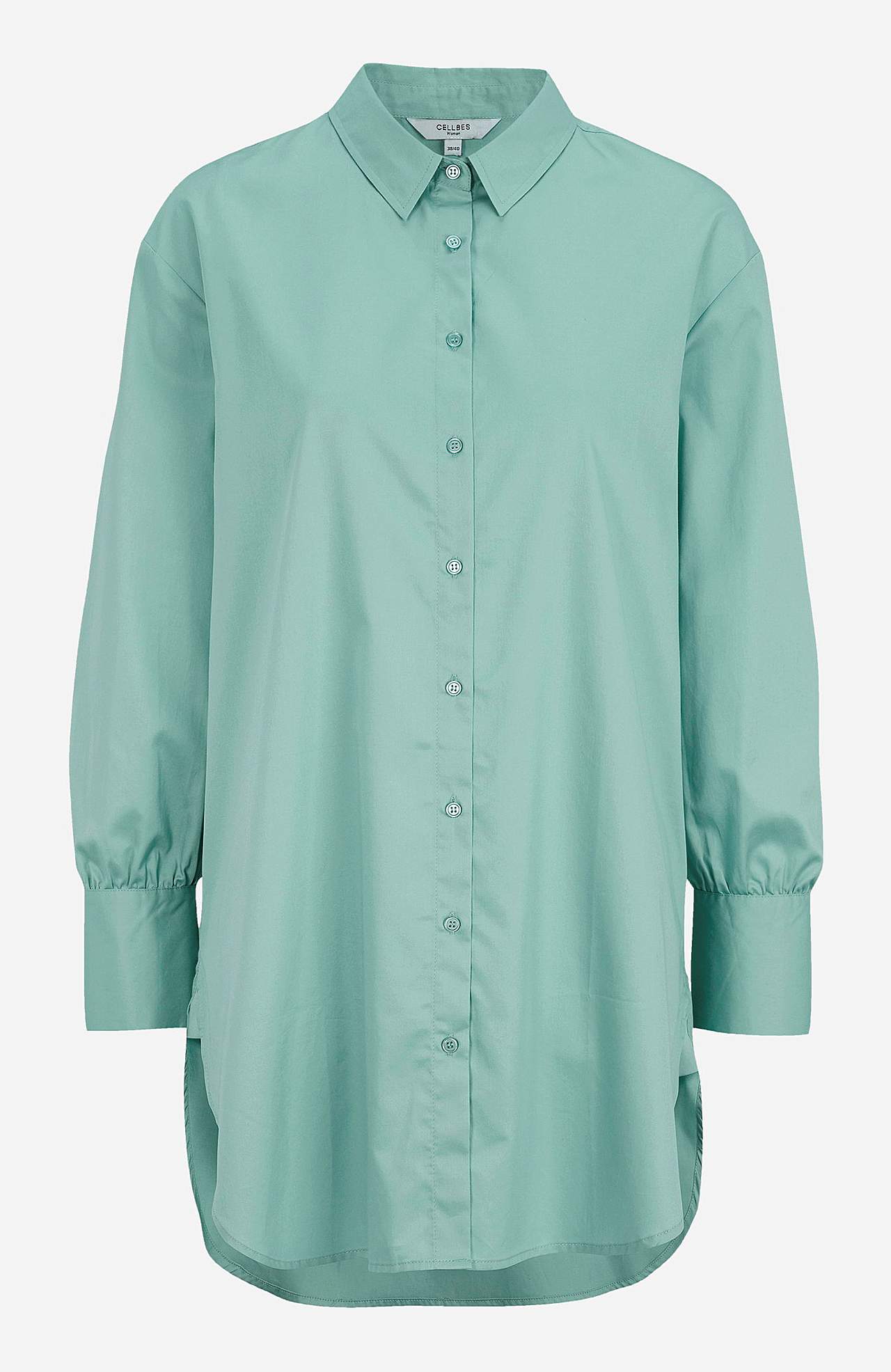 Lang shirt van katoensatijn Cora