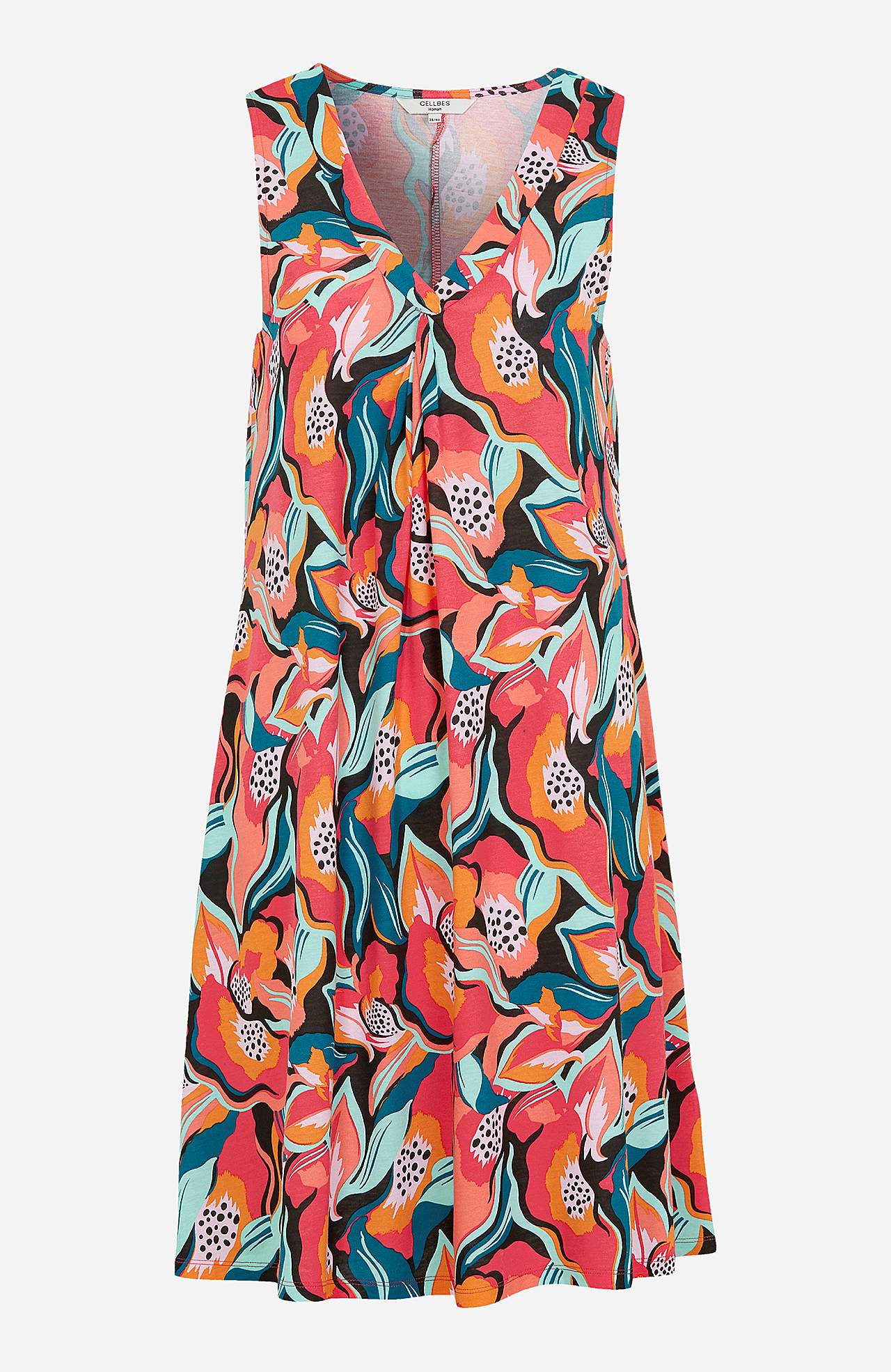 Mouwloze jerseyjurk met een v-hals Maria
