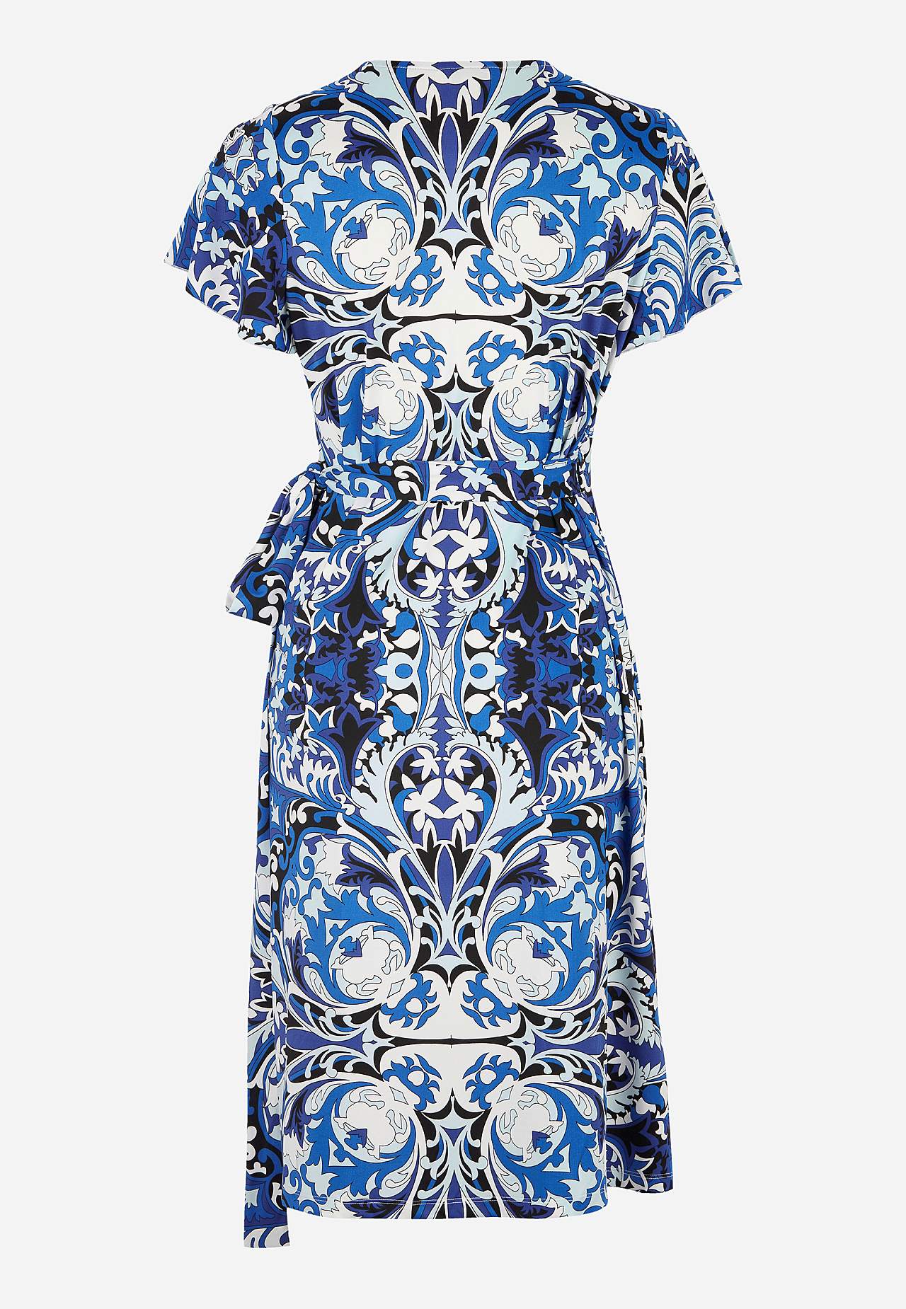 Patroonvormige aan de voorkant omgevouwen jurk van tricot