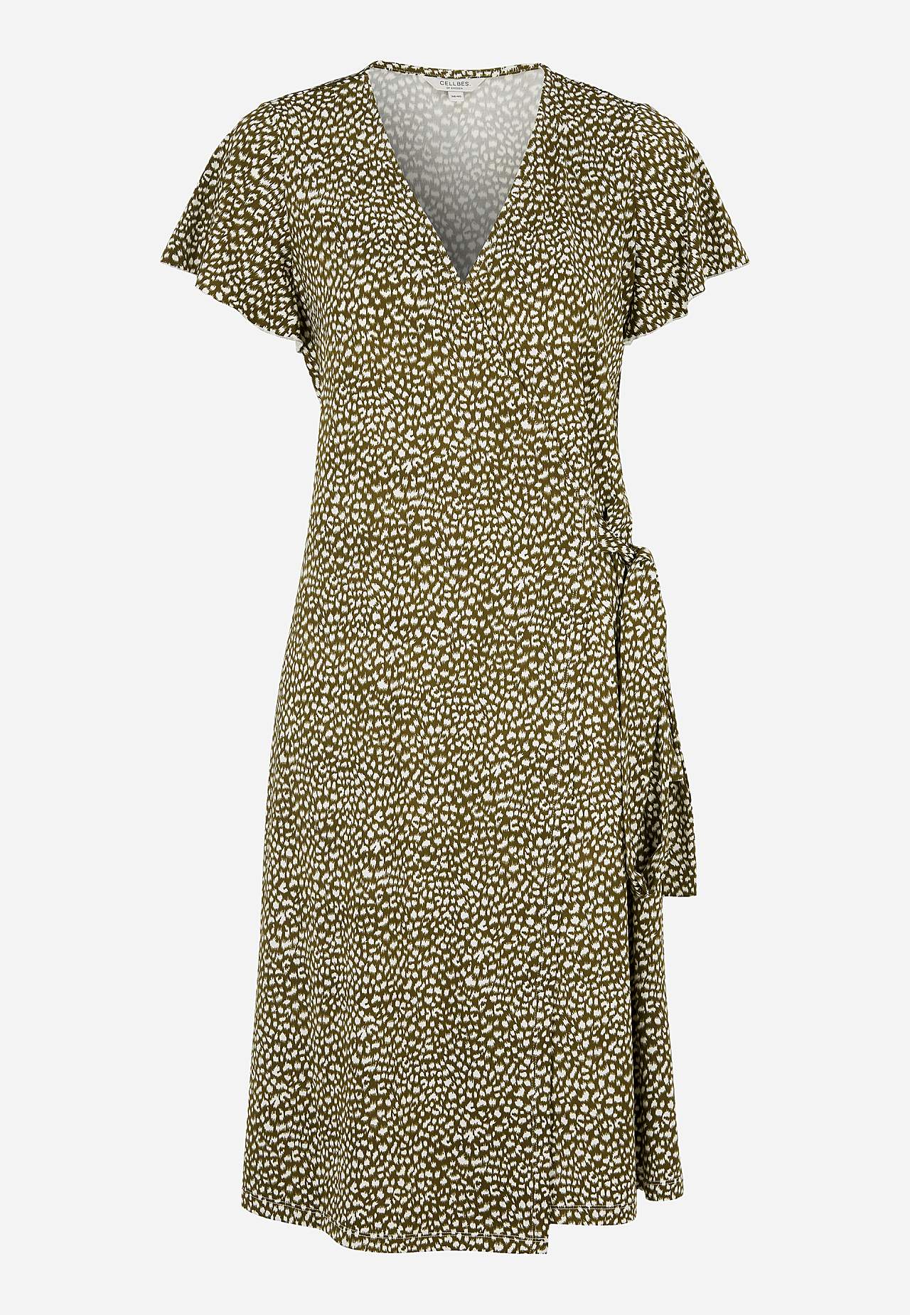 Patroonvormige aan de voorkant omgevouwen jurk van tricot