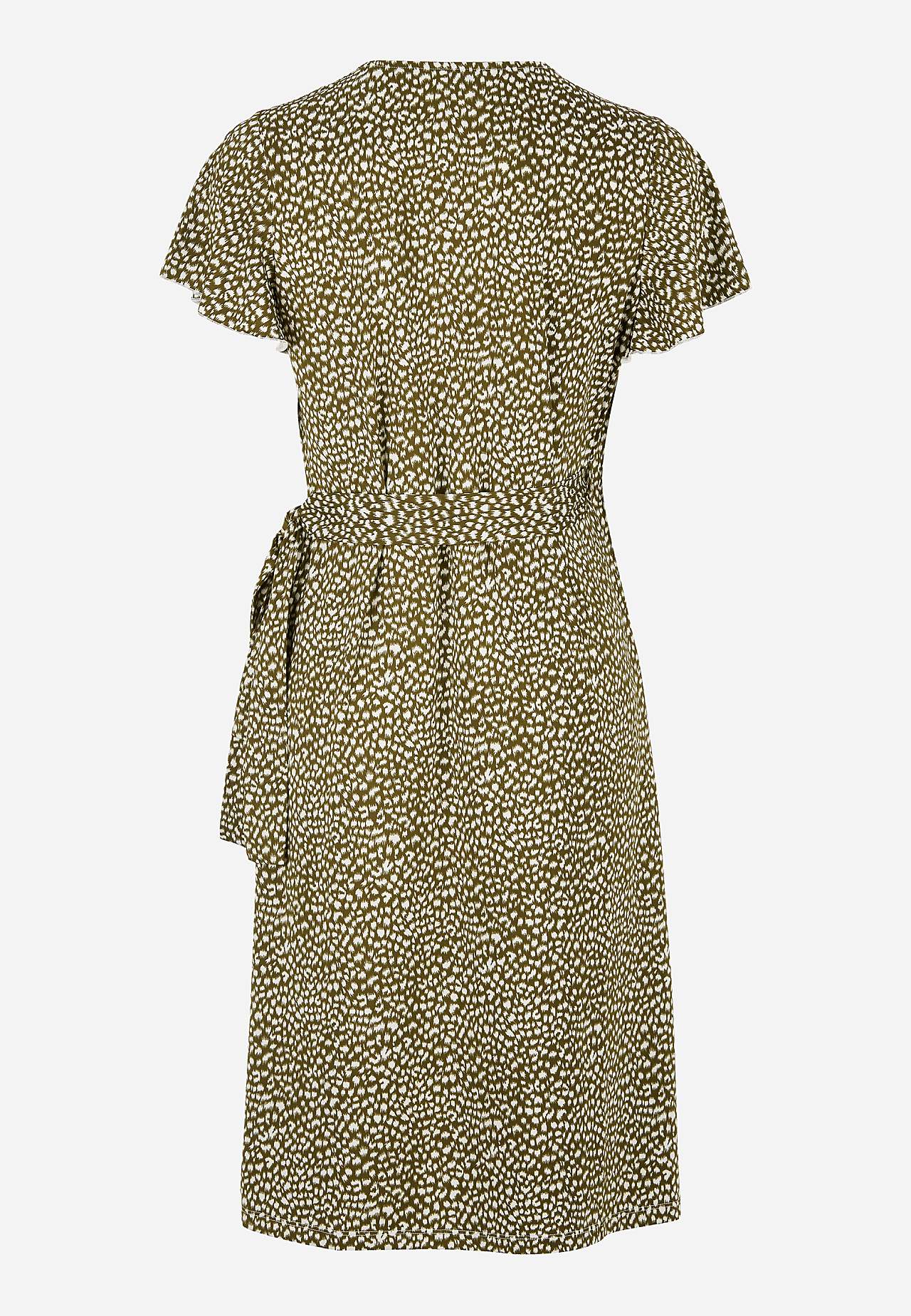 Patroonvormige aan de voorkant omgevouwen jurk van tricot
