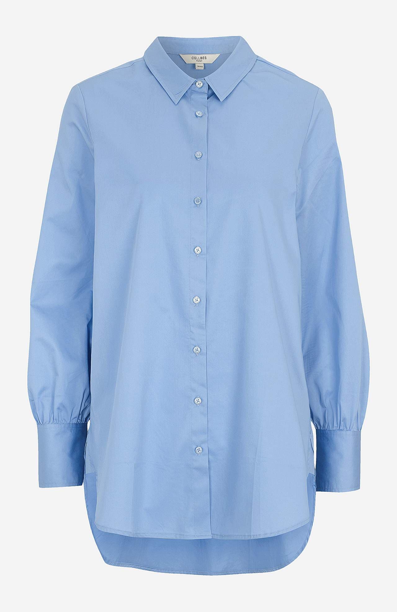 Lang shirt van katoensatijn