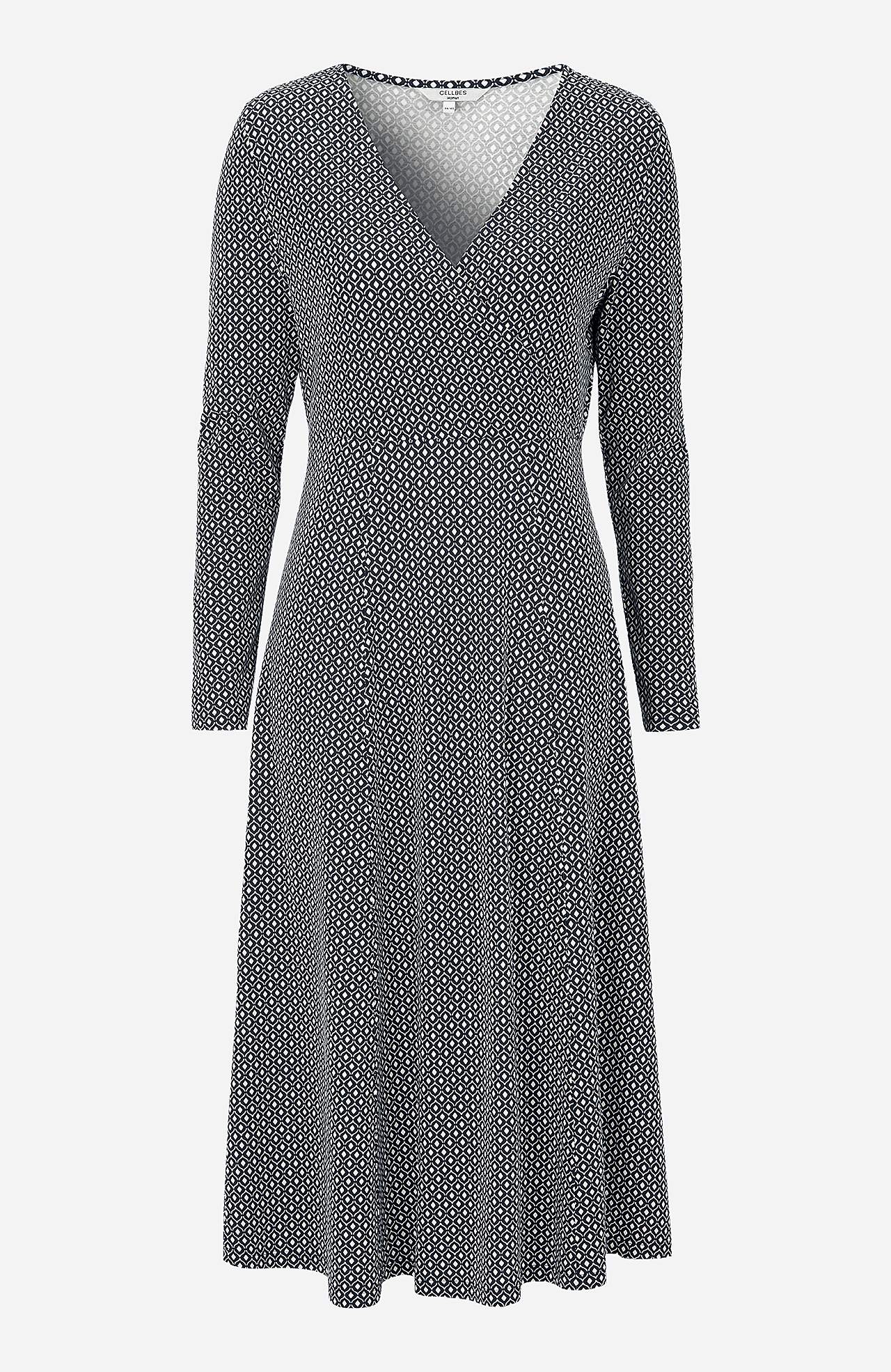 Patroonvormige aan de voorkant omgevouwen jurk van tricot Elina