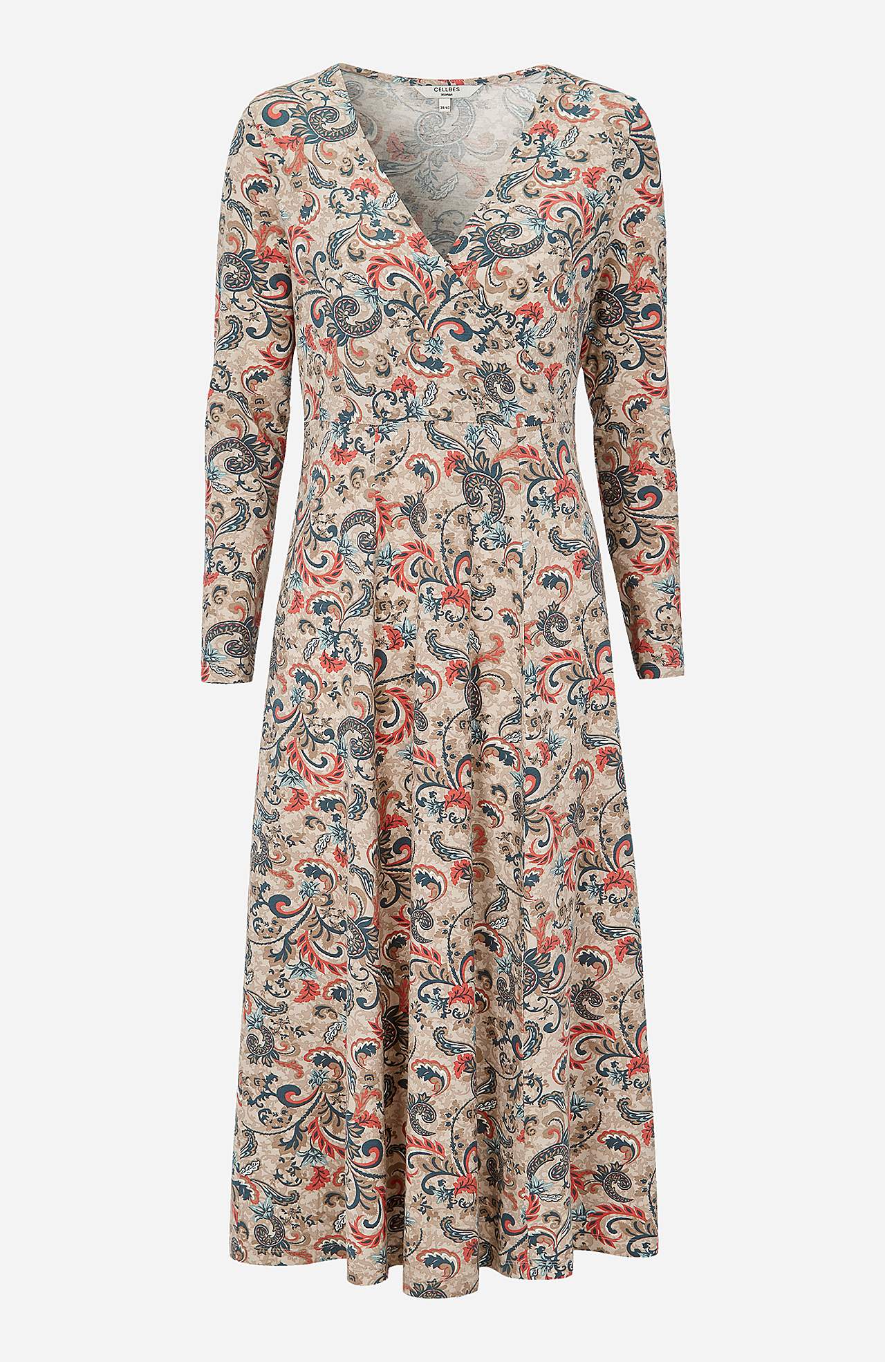 Patroonvormige aan de voorkant omgevouwen jurk van tricot Elina