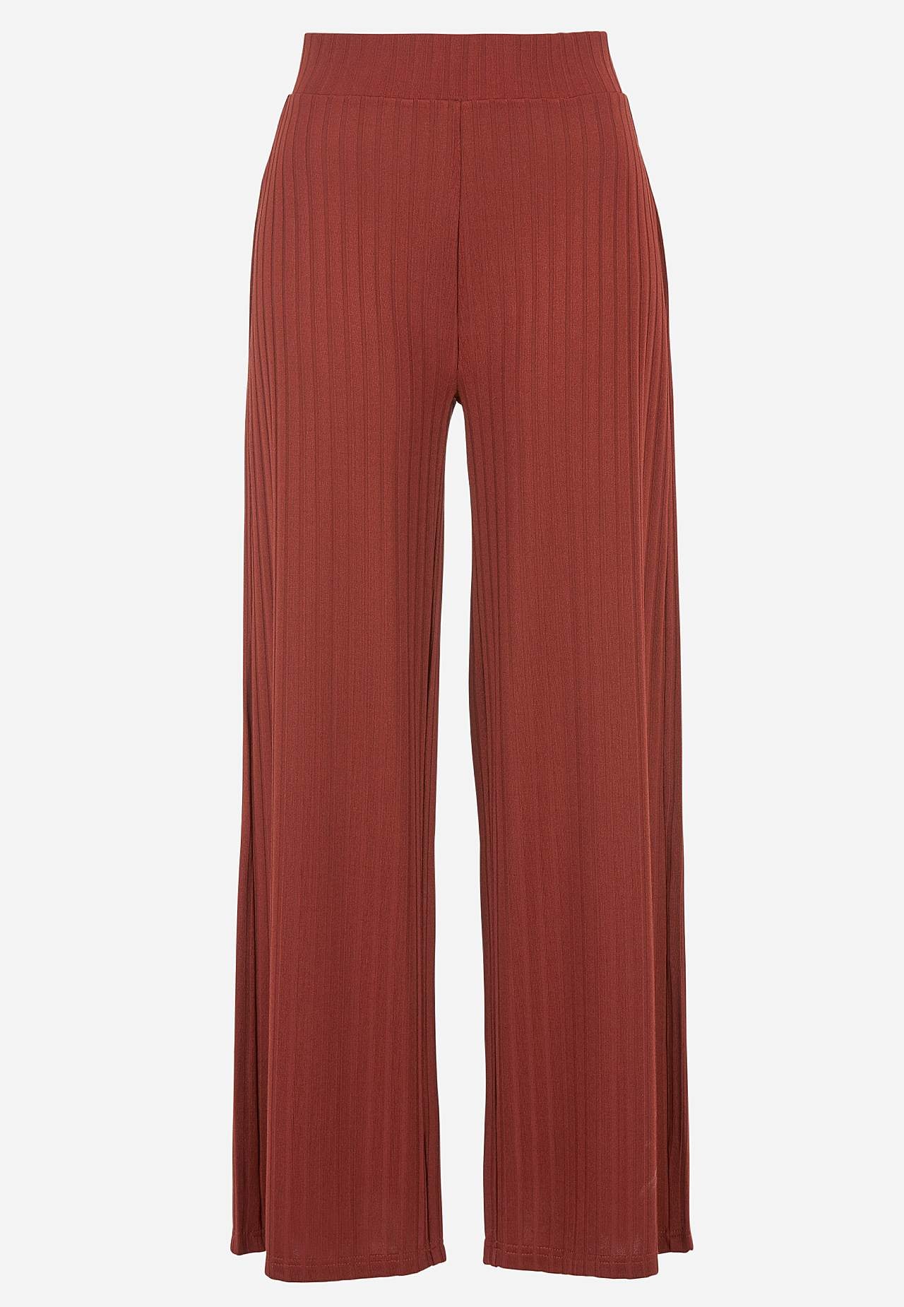 Broek van geribbeld tricot