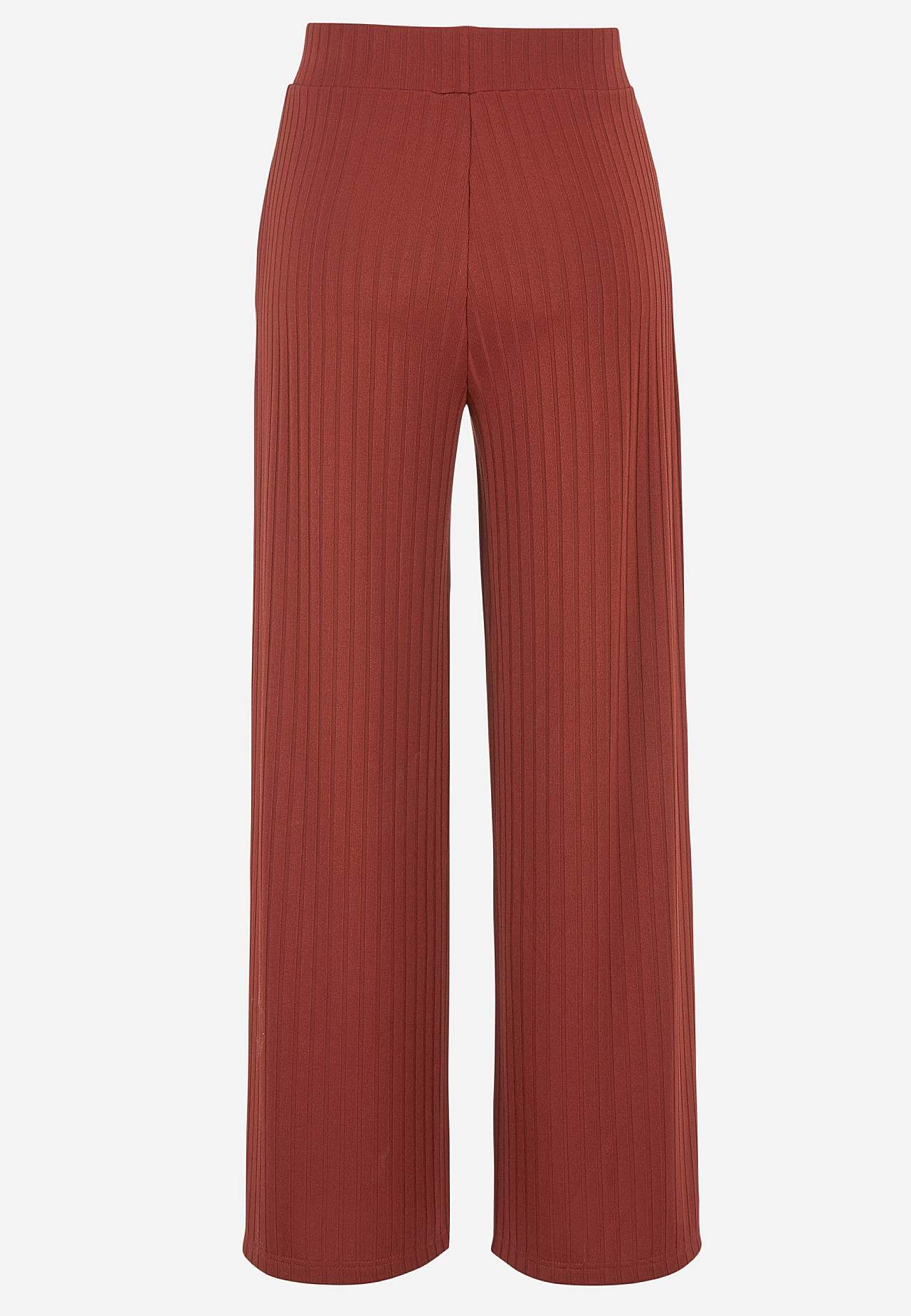 Broek van geribbeld tricot