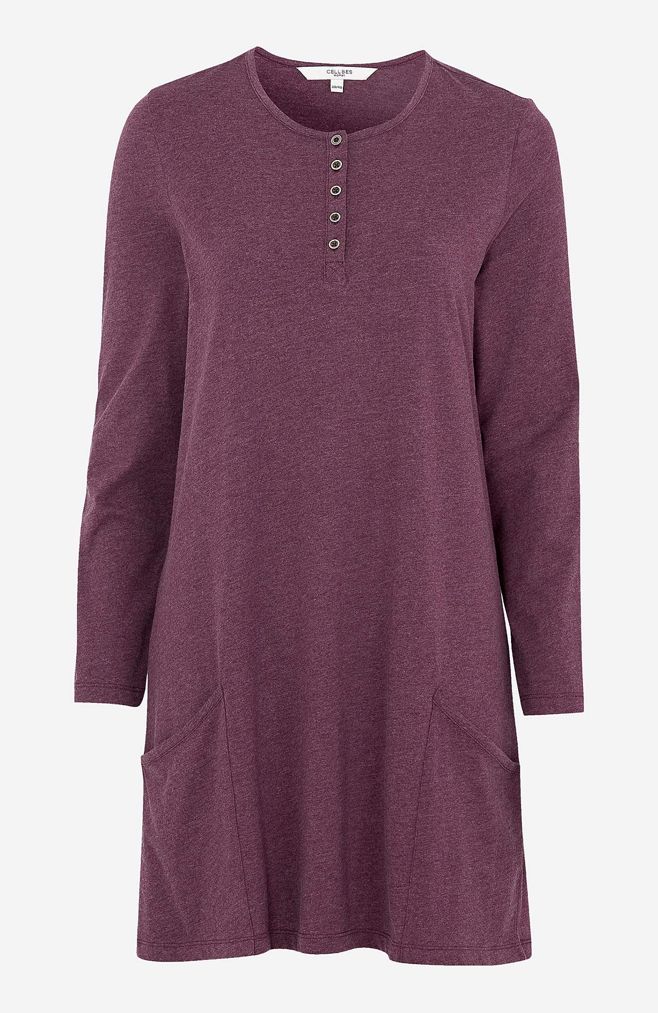 Jersey tuniek met lange mouwen met zakken Hilda