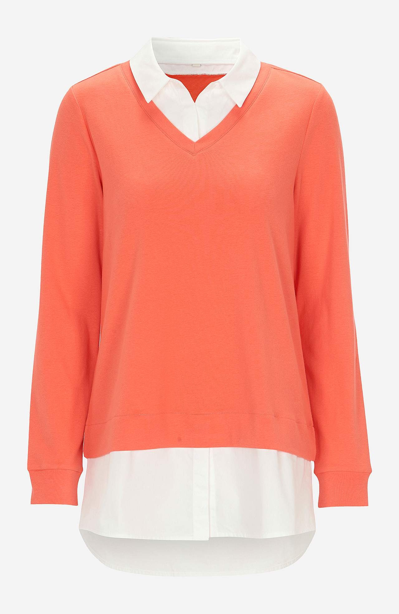 Jersey-topje met genaaide overhemdkraag