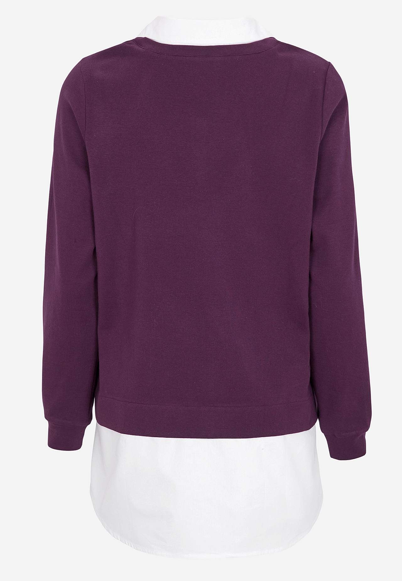 Jersey-topje met genaaide overhemdkraag