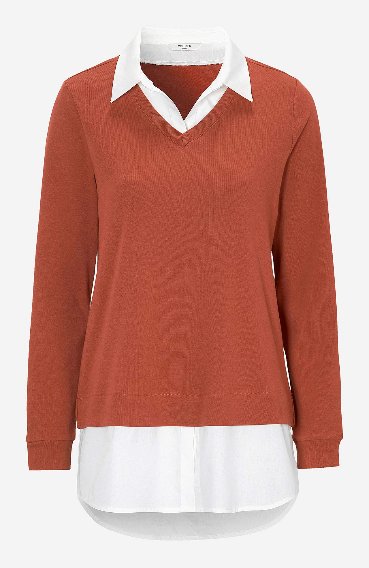 Jersey-topje met genaaide overhemdkraag